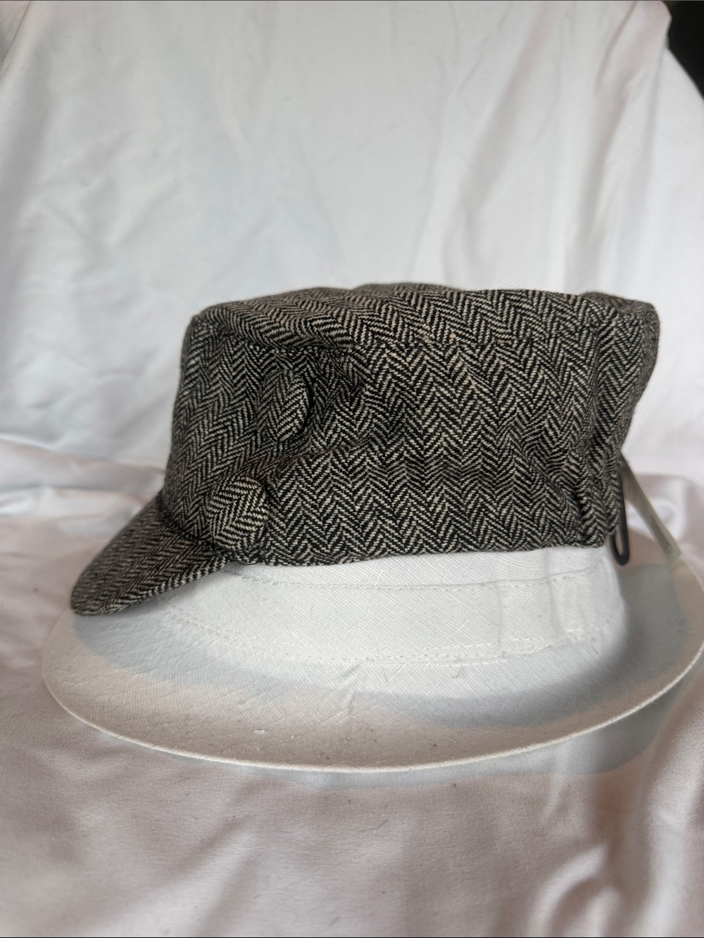 Herringbone Cadet Cap in Black and White